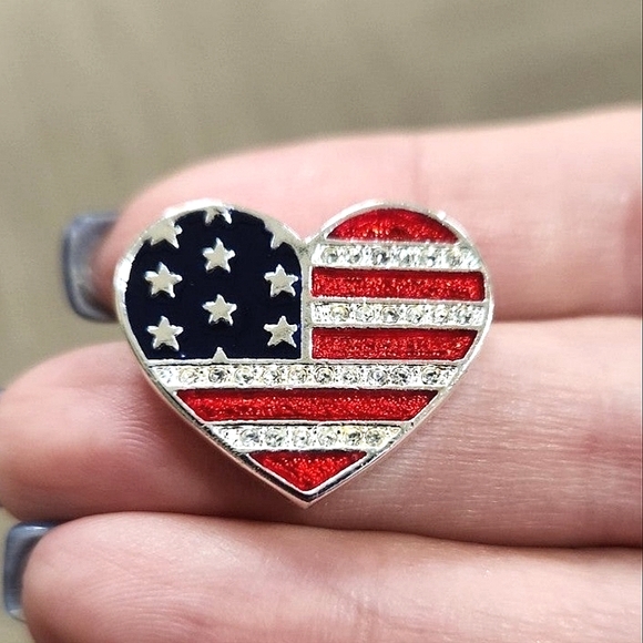 Saks Fifth Avenue Jewelry - Saks 5th Avenue Swarovski Crystal Heart Flag Pin